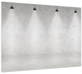 Tablou pe sticlă - Perete de beton cu lumini (70x50 cm)