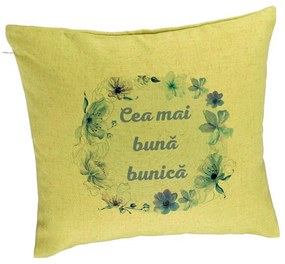 Perna Decorativa pentru Bunica 15, 40x40 cm, Verde, Husa Detasabila, Burduf