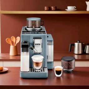 Espressor automat DeLonghi Rivelia Pebble Grey EXAM440.55.G, 1450W, 19 bar, 1.4l, Touchscreen TFT, Twin Shot, Boabe de Cafea, 17 bauturi, Gri
