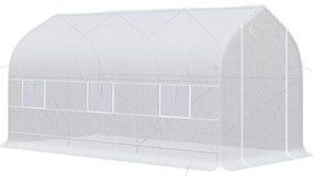 Outsunny Seră de Grădină 4x2x2 m Tip Tunel cu 6 Ferestre Respirabile și Ușă Rulabilă cu Fermoar Grădină pentru Cultivarea Plantelor Legume Alb | Aosom Romania
