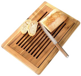 Tocator cu recipient pentru firimituri, lemn de salcam, 47 x 32 cm