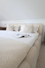 Pat tapițat Tesia 180x200 cu ladă depozitare - boucle bej Quelle 03