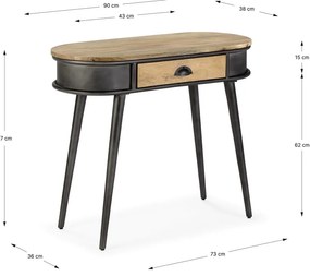 Masă consolă neagră/în culoare naturală 38x90 cm Delhi – MOME