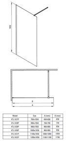 Paravan dus walk-in sticla securizata 120x195 cm crom lucios Deante Prizma Crom lucios, 1200x1950 mm