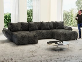 Colțar extensibil dumonde cu ladă de depozitare si sezut confortabil din spuma high-density, Berlin U Euphoria Dark Grey 380x180 cm