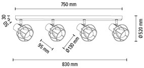 Spot de tavan Spot-Light 26114404 PHIPHI 4xE27/60W/230V stejar