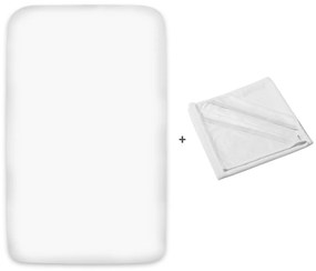 Set cearceaf bumbac cu elastic roata 90x50 cm + protectie impermeabila pentru saltea patut co-sleeper din frotir Kidizi