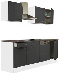 Mobilă de bucătărie Yorki 220, corp alb, cu față antracit satinat