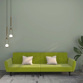 337539 vidaXL Canapea extensibilă cu 2 locuri, verde deschis, catifea