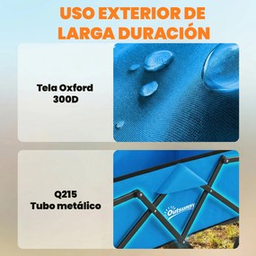 Outsunny Cărucior de Grădină Pliabil cu Roți Blocabile Mâner Reglabil Suport Pahare Capacitate 80 kg pentru Camping 85x50x99 cm Albastru | Aosom Romania