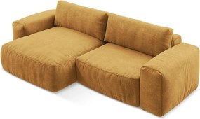 Colțar galben muștar extensibil cu tapițerie din chenille (cu colț pe partea stângă/cu șezlong) Kuki – Makamii