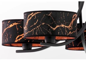 Jupiter 2107 - Candelabru cu lanț ARTHUR 5xE27/15W/230V negru/oranj/decor marmorat