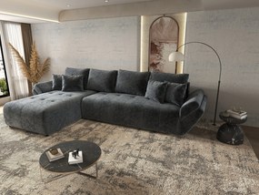 Colțar extensibil dumonde cu ladă de depozitare si sezut confortabil din spuma high-density, Berlin XL Euphoria Graphite 350x185 cm