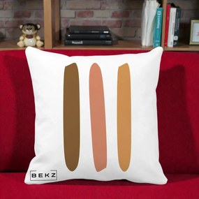 Perna Decorativa Abstract Linii Terracotta, 40x40 cm, Alba Mata, Husa Detasabila, Perna Inclusa, BEKZ®