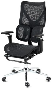 ErgoPro X866 Scaun ergonomic, Sezut Translatie, cotiere 6D, Tetiera 3D, Spătar reglabil pe 5 trepte, Suport lombar 3-Zone, Suport picioare, Baza Metalica, Full Mesh, Negru