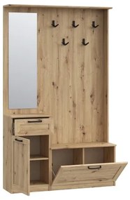 Panou pentru hol KAVI cu oglindă, stejar artisan