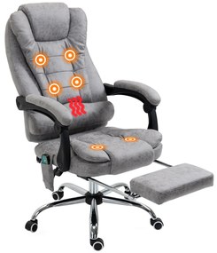 Vinsetto Scaun de birou director de masaj încălzitor înălțime reglabilă spătar înclinabil microfibră gri | Aosom Romania