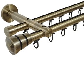 Galerie dubla teava profil corso ,prindere perete 19/19 aur antic (Alege marime: 400 cm)