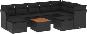 vidaXL Set canapele de grădină cu perne, 10 piese, negru, poliratan