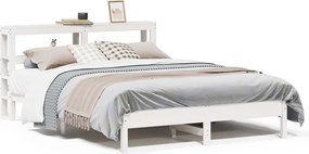 vidaXL Cadru de pat fără saltea, alb, 140x200 cm, lemn masiv pin