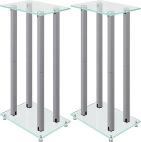 vidaXL Suporturi pentru difuzoare, 2 buc, sticlă securizată, 4 stâlpi
