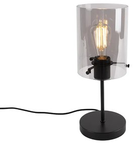 Lampă de masă de design neagră cu sticlă fumurie pe suport - Dome