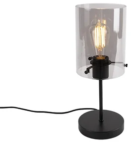 Lampă de masă de design neagră cu sticlă fumurie pe suport - Dome