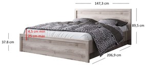 Pat matrimonial 140 cm Japon (castan nairobi) (cu somieră) (cu sp. depozitare). 1116899