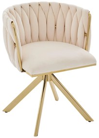 Set de 2 scaune pivotante din catifea, Fildeș | Aosom Romania