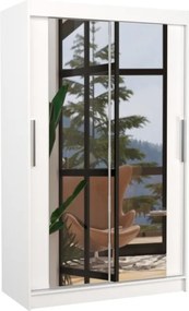 Dulap cu usi glisante si oglinda 120x200 cm, Tibago, ADRK Furniture (Culoare: Ciocolata)