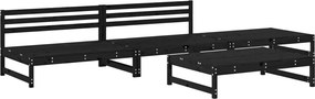 vidaXL Set mobilier relaxare de grădină 4 piese, negru, lemn masiv pin