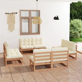3076322 vidaXL Set mobilier de grădină cu perne, 8 piese, lemn masiv de pin