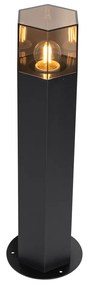 Lampă de podea pentru exterior neagră cu abajur fumuriu hexagonal 50 cm - Denmark