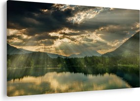 Tablou cu lac și soarele translucid (90x60 cm)