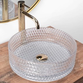 Lavoar pe blat Rea Cristal rotund finisaj sticla transparenta 36 cm