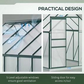 Outsunny Sera din aluminiu pentru plante cu ventilatie, sera pentru legume, fructe, ierburi 190 x 375cm, Verde | Aosom Romania