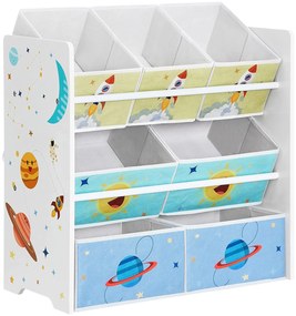Dulap de depozitare pentru jucarii , design colorat , alb
