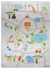 BAMBINO 50230 covor lavabil Grădină zoologică, străzi pentru copii anti-alunecare - bej / verde