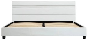Cadru de pat cu LED, alb, 120 x 200 cm, piele ecologica Alb, 120 x 200 cm