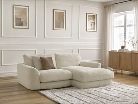 Colțar bej cu tapițerie din chenille (cu colț pe partea dreaptă/cu șezlong) Leonore – Bobochic Paris