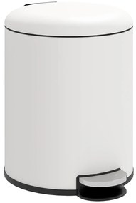 HOMCOM Coș de Gunoi de 5L cu Pedală și Capac cu Închidere Ușoară, Coș de Gunoi din Metal, 26,5x21x28 cm, Alb Crem | Aosom Romania