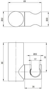 Suport dus manual Deante Round auriu