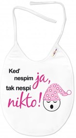Baby Nellys Bavetă impermeabilă Când Sunt nu dormit, asa de Nu unu doarme, 24 x 27 cm - alb