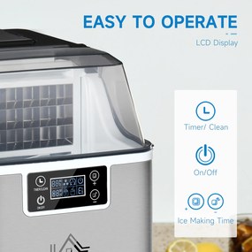 HOMCOM Mașină de Făcut Gheață Rapidă 3.2L Autocurățare Capacitate 20kg/zi pentru Băuturi Răcoritoare | Aosom Romania