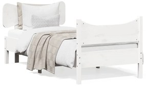 3216391 vidaXL Cadru de pat cu tăblie, alb, 90x200 cm, lemn masiv de pin
