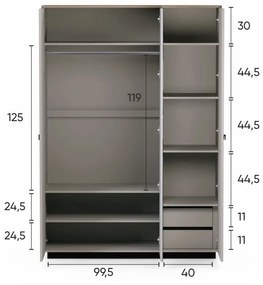 Dulap de haine Demandaron 2 (taupe + stejar silverjack) (cu oglindă). 1116802