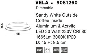 Plafoniera LED dimabila design modern Vela alb 45cm