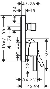 Baterie dus Hansgrohe Finoris incastrata pentru corp ingropat, crom lucios 76415000 Crom lucios