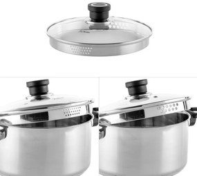 Cratiță Luigi Ferrero Sophia FR-3403, 20x11 cm, 3.2 l, Oțel 18/10, Capac din sticlă, Inducție, Inox