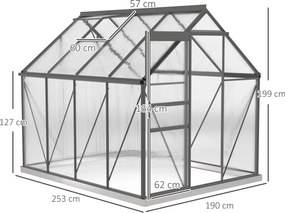 Outsunny Sera Walk-In Aluminiu &amp; Policarbonat – Ventilatie si Jgheab | Aosom Romania